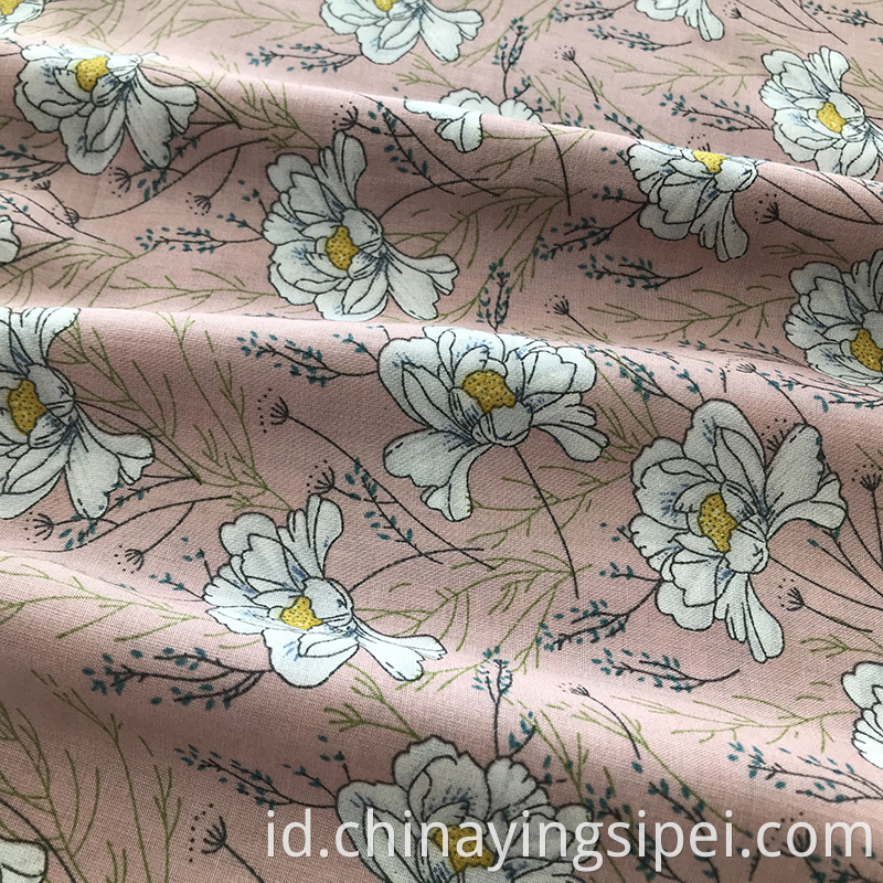 Desain Baru Floral Print Fabric Rayon Fabric Stock Lot in Shaoxing for Dress